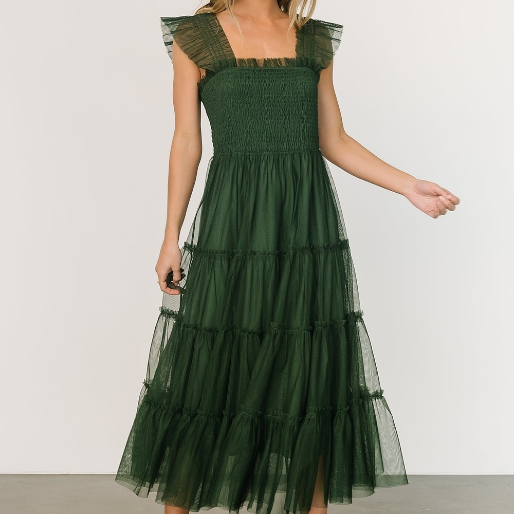 Baltic Born Emma Smocked Tulle Dress Green